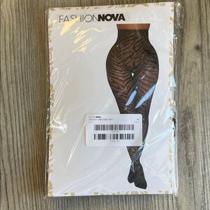 Fashion Nova Black Zebra Pattern Tights